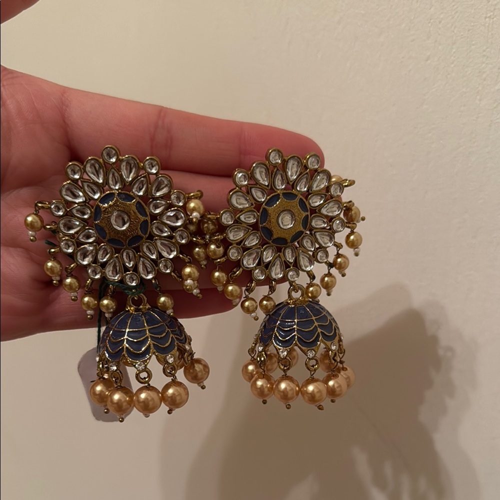 Elegant Gold and Blue Earrings
